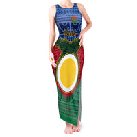 Personalized Vanuatu Shefa Province Tank Maxi Dress Coat Of Arms And Namele Fern Polynesian Pattern LT05 Women Red - Polynesian Pride