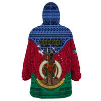 Personalized Vanuatu Shefa Province Wearable Blanket Hoodie Coat Of Arms And Namele Fern Polynesian Pattern LT05 - Polynesian Pride