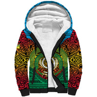 Personalized Vanuatu Torba Province Sherpa Hoodie Vanuatuan Coat Of Arms Polynesian Pattern LT05 Unisex Green - Polynesian Pride