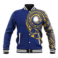 Personalised Nauru Angam Day Baseball Jacket Gold Navy Tribal Pattern