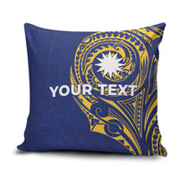 Personalised Nauru Angam Day Pillow Cover Gold Navy Tribal Pattern