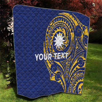 Personalised Nauru Angam Day Quilt Gold Navy Tribal Pattern