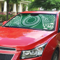 Cook Islands Gospel Day Auto Sun Shade Green Tribal Curves