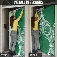 Cook Islands Gospel Day Door Cover Green Tribal Curves