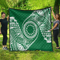 Cook Islands Gospel Day Quilt Green Tribal Curves