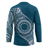 Cook Islands Gospel Day Hockey Jersey Blue Tribal Curves