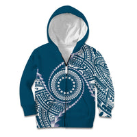 Cook Islands Gospel Day Kid Hoodie Blue Tribal Curves