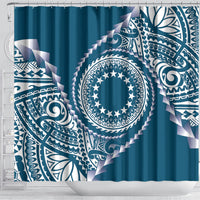 Cook Islands Gospel Day Shower Curtain Blue Tribal Curves