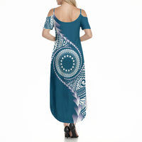 Cook Islands Gospel Day Summer Maxi Dress Blue Tribal Curves
