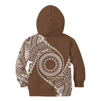 Cook Islands Gospel Day Kid Hoodie Brown Tribal Curves