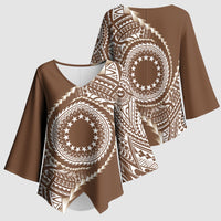 Cook Islands Gospel Day Kimono Sleeve Blouse Brown Tribal Curves