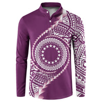 Cook Islands Gospel Day Button Sweatshirt Maroon Tribal Curves