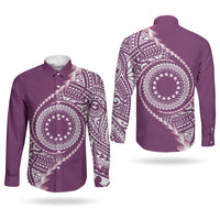 Cook Islands Gospel Day Couples Matching Puletasi and Long Sleeve Button Shirt Maroon Tribal Curves
