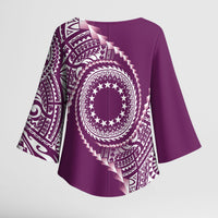 Cook Islands Gospel Day Kimono Sleeve Blouse Maroon Tribal Curves