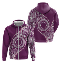 Cook Islands Gospel Day Zip Hoodie Maroon Tribal Curves