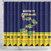 Tokelau Christmas Shower Curtain Tokelauan Turtle Santa Sleigh LT05 - Polynesian Pride