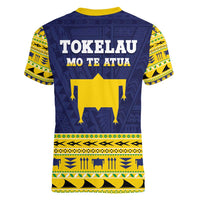 Tokelau Christmas Women V-Neck T-Shirt Tokelauan Turtle Santa Sleigh
