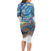 New Zealand Christmas Family Matching Long Sleeve Bodycon Dress and Hawaiian Shirt Kiwis Santa Sleigh Starry Night Style