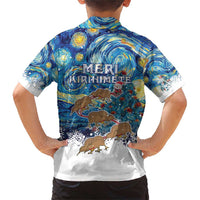 New Zealand Christmas Family Matching Short Sleeve Bodycon Dress and Hawaiian Shirt Kiwis Santa Sleigh Starry Night Style
