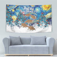 New Zealand Christmas Tapestry Kiwis Santa Sleigh Starry Night Style LT05 - Polynesian Pride
