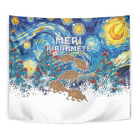 New Zealand Christmas Tapestry Kiwis Santa Sleigh Starry Night Style LT05 - Polynesian Pride