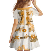 Hawaiian Quilt Family Matching Short Sleeve Bodycon Dress and Hawaiian Shirt Vintage Pattern Brown LT05 - Polynesian Pride