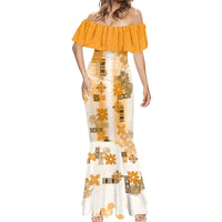 Hawaiian Quilt Mermaid Dress Vintage Pattern Brown LT05 - Polynesian Pride