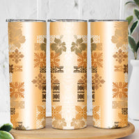Hawaiian Quilt Skinny Tumbler Vintage Pattern Brown LT05 - Polynesian Pride