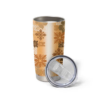 Hawaiian Quilt Tumbler Cup Vintage Pattern Brown