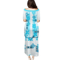 Hawaiian Quilt Puletasi Vintage Pattern Blue LT05 - Polynesian Pride