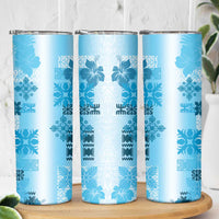 Hawaiian Quilt Skinny Tumbler Vintage Pattern Blue LT05 - Polynesian Pride