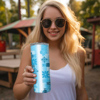 Hawaiian Quilt Skinny Tumbler Vintage Pattern Blue LT05 - Polynesian Pride