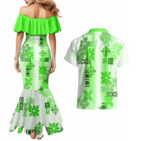Hawaiian Quilt Couples Matching Mermaid Dress and Hawaiian Shirt Vintage Pattern Green LT05 - Polynesian Pride