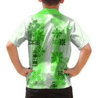 Hawaiian Quilt Family Matching Off Shoulder Short Dress and Hawaiian Shirt Vintage Pattern Green LT05 - Polynesian Pride