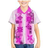 Hawaiian Quilt Family Matching Mermaid Dress and Hawaiian Shirt Vintage Pattern Pink LT05 Son's Shirt Pink - Polynesian Pride