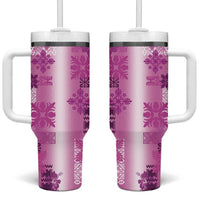 Hawaiian Quilt Tumbler With Handle Vintage Pattern Pink