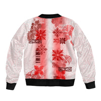 Hawaiian Quilt Sleeve Zip Bomber Jacket Vintage Pattern Red LT05 - Polynesian Pride