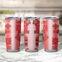 Hawaiian Quilt Tumbler Cup Vintage Pattern Red