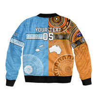Custom Fiji Tapa And Australia Aboriginal Together Bomber Jacket LT05 - Polynesian Pride