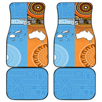 Custom Fiji Tapa And Australia Aboriginal Together Car Mats LT05 Blue - Polynesian Pride