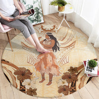 Tonga Women's Day Round Carpet With Polynesian Pattern