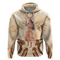 Tonga Women's Day Zip Hoodie With Polynesian Pattern LT05 Pullover Hoodie Beige - Polynesian Pride