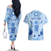 Cook Islands Women's Day Couples Matching Off The Shoulder Long Sleeve Dress and Hawaiian Shirt With Polynesian Pattern LT05 - Polynesian Pride