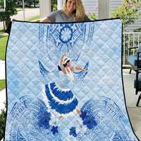 Cook Islands Women's Day Quilt With Polynesian Pattern LT05 Blue - Polynesian Pride