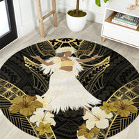 Niue Women's Day Round Carpet With Polynesian Pattern LT05 Gold - Polynesian Pride