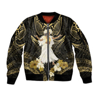 Niue Women's Day Sleeve Zip Bomber Jacket With Polynesian Pattern LT05 Unisex Gold - Polynesian Pride