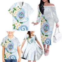 Guam Chamorro Family Matching Off The Shoulder Long Sleeve Dress and Hawaiian Shirt Guasali Flowers Curves Style