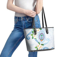 Guam Chamorro Leather Tote Bag Guasali Flowers Curves Style