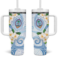 Guam Chamorro Tumbler With Handle Guasali Flowers Curves Style
