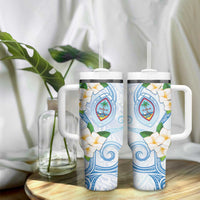 Guam Chamorro Tumbler With Handle Guasali Flowers Curves Style